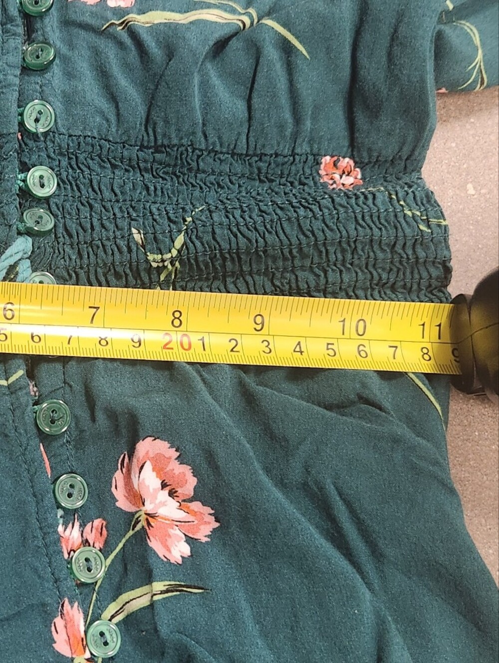 Jaase Teal Floral Boho Maxi Dress Smocked Waist High Low Hem Small - Picture 13 of 16